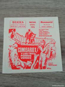 Cine: COMISARIO X Y LOS TRES PERROS VERDES, TONY KENDALL, MESTIZO, HUHO BLANCO, CINES DE MATARÓ, 1970